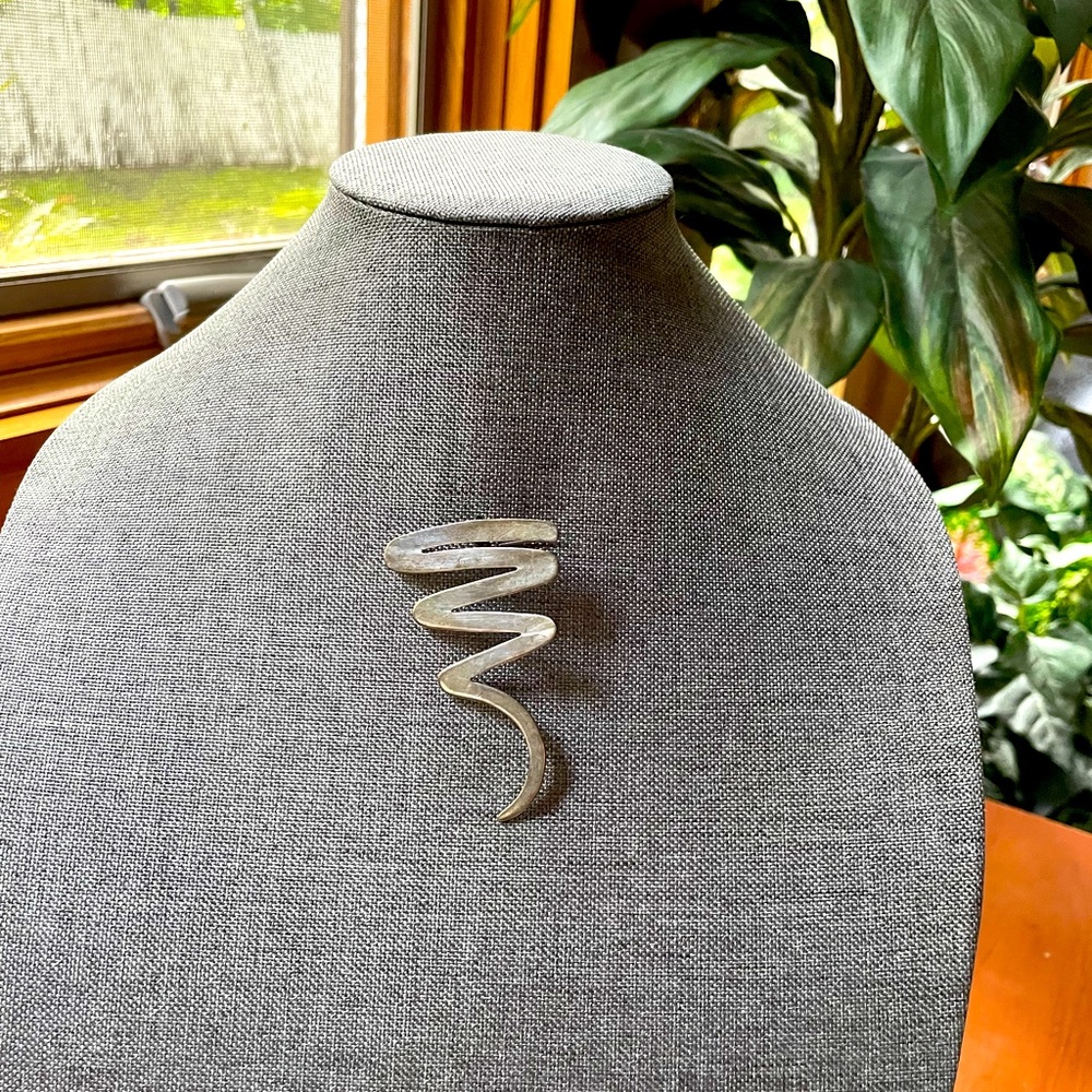 Vintage Sterling Silver 925 Zig Zag Modernist Taxco Mexo Pendant Pin Brooch